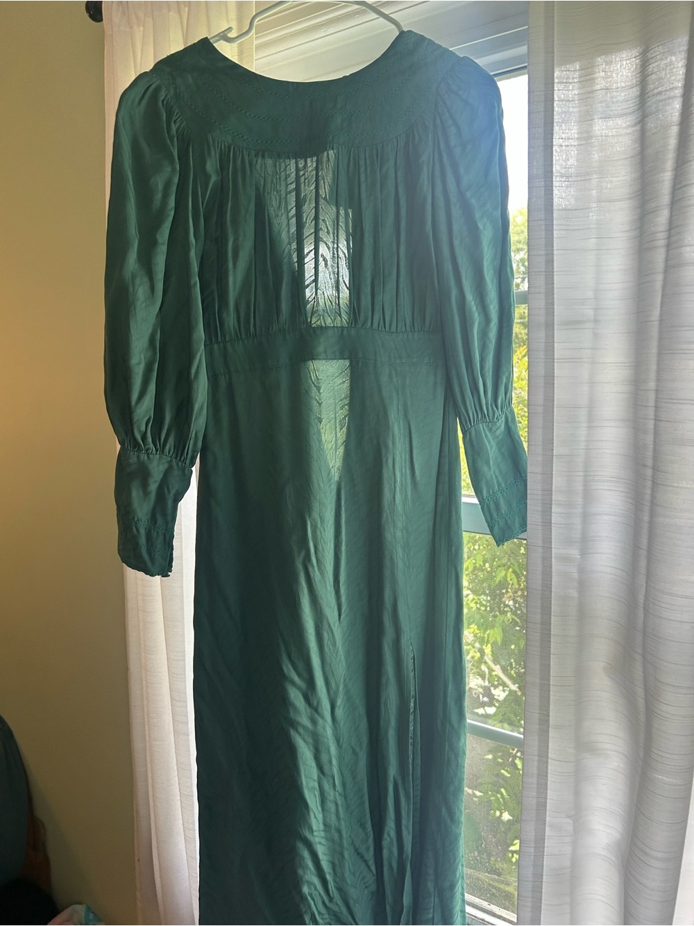 Women's Topshop Emerald Green Long Sleeve Midi Dress